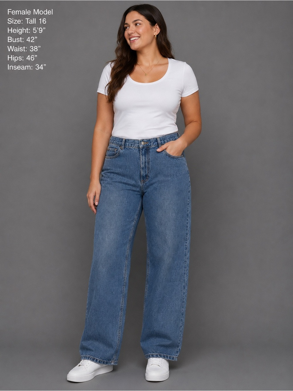 Eddie Bauer Loose Fit Jeans Women’s Size 16 Tall Blue 100% Cotton Wide Leg